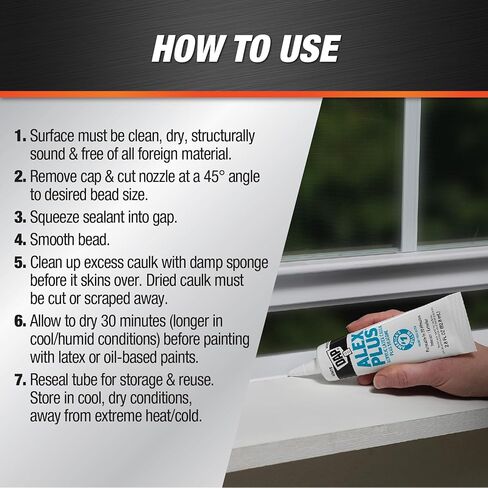 DAP Alex Plus Acrylic Latex Caulk, White, 2.8 oz (7079800956) in Saudi Arabia