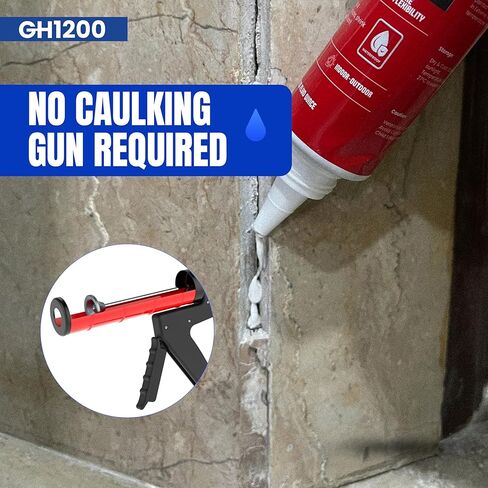 GH1200 White Silicone Sealant - 150 ML/5 FL Oz Waterproof Sealant for Kitchen & Bathroom - Shrink & Crack Proof Silicone Caulk - Indoor & Outdoor Use Sealant - Strong Formula Silicone Adhesive Tube in Kuwait