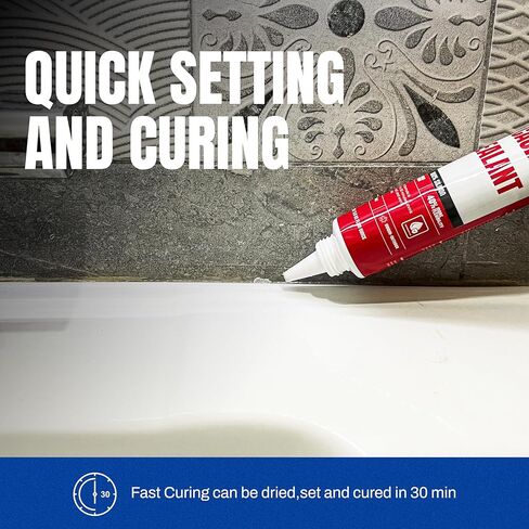 GH1200 White Silicone Sealant - 150 ML/5 FL Oz Waterproof Sealant for Kitchen & Bathroom - Shrink & Crack Proof Silicone Caulk - Indoor & Outdoor Use Sealant - Strong Formula Silicone Adhesive Tube in Kuwait