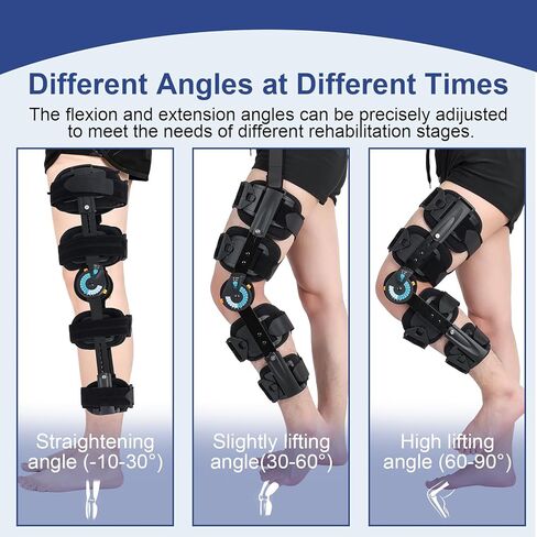 Hinged ROM Knee Brace with Adjustable Locking Dial 0°-120° | Post Surgery Knee Immobilizer & Stabilizer for ACL, Meniscus Tear Recovery | Medical Grade Orthopedic Support with Quick Release Buckle | Fits Men & Women, Left or Right Leg in Saudi Arabia