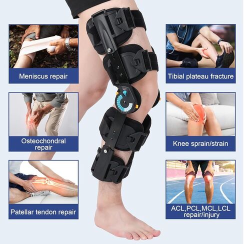 Hinged ROM Knee Brace with Adjustable Locking Dial 0°-120° | Post Surgery Knee Immobilizer & Stabilizer for ACL, Meniscus Tear Recovery | Medical Grade Orthopedic Support with Quick Release Buckle | Fits Men & Women, Left or Right Leg in Saudi Arabia