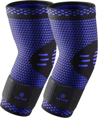 دعم الكوع المضغوط من ABYON، قطعة واحدة من الأكمام الضاغطة + قطعتين من وسادات مرفق التنس للرجال والنساء تخفف آلام التهاب الأوتار والتهاب المفاصل ومرفق التنس والتهاب اللقيمة in Kuwait