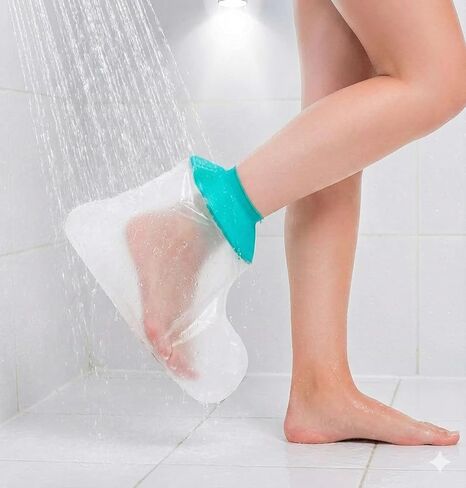 غطاء حذاء الدش من CIVJET مقاوم للماء للقدم - غطاء مصبوب للقدم بعد الجراحة، غطاء دش قابل لإعادة الاستخدام للقدم المكسورة، وإصابة الكاحل، والعناية بالجروح - واقي مقاوم للماء للساق والقدم للخفاش البالغ in Kuwait