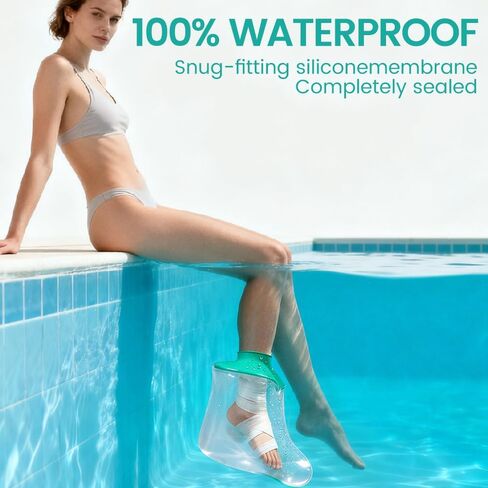 غطاء حذاء الدش من CIVJET مقاوم للماء للقدم - غطاء مصبوب للقدم بعد الجراحة، غطاء دش قابل لإعادة الاستخدام للقدم المكسورة، وإصابة الكاحل، والعناية بالجروح - واقي مقاوم للماء للساق والقدم للخفاش البالغ in Kuwait