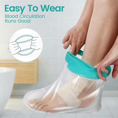 غطاء حذاء الدش من CIVJET مقاوم للماء للقدم - غطاء مصبوب للقدم بعد الجراحة، غطاء دش قابل لإعادة الاستخدام للقدم المكسورة، وإصابة الكاحل، والعناية بالجروح - واقي مقاوم للماء للساق والقدم للخفاش البالغ in Kuwait