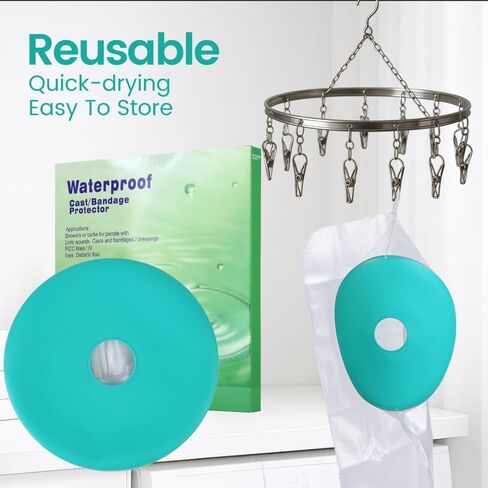 غطاء حذاء الدش من CIVJET مقاوم للماء للقدم - غطاء مصبوب للقدم بعد الجراحة، غطاء دش قابل لإعادة الاستخدام للقدم المكسورة، وإصابة الكاحل، والعناية بالجروح - واقي مقاوم للماء للساق والقدم للخفاش البالغ in Kuwait