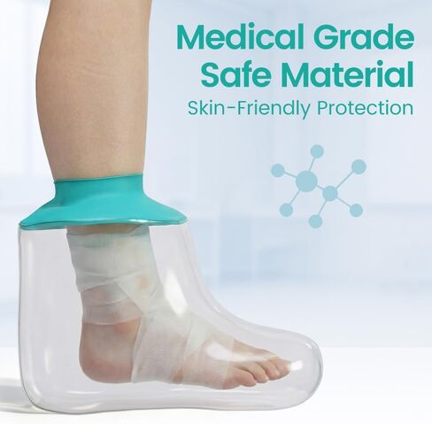 غطاء حذاء الدش من CIVJET مقاوم للماء للقدم - غطاء مصبوب للقدم بعد الجراحة، غطاء دش قابل لإعادة الاستخدام للقدم المكسورة، وإصابة الكاحل، والعناية بالجروح - واقي مقاوم للماء للساق والقدم للخفاش البالغ in Kuwait