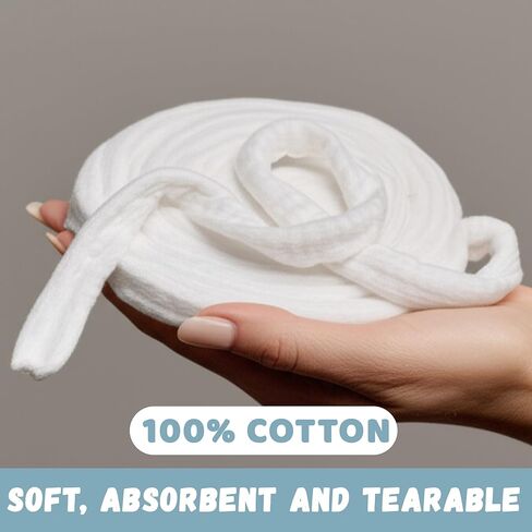 Fluffy Cotton Coil 40ft – 100% Pure & Hypoallergenic Natural Cotton Strip for Skincare, Nail Polish Removal, Baby Care, Crafts & Beauty Use – Ultra Soft, Absorbent & Easy to Tear in Kuwait