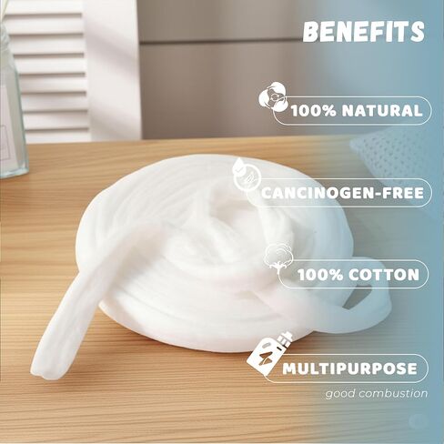 Fluffy Cotton Coil 40ft – 100% Pure & Hypoallergenic Natural Cotton Strip for Skincare, Nail Polish Removal, Baby Care, Crafts & Beauty Use – Ultra Soft, Absorbent & Easy to Tear in Kuwait