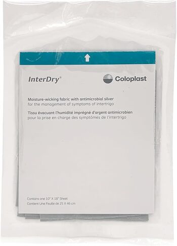 نسيج InterDry الماص للرطوبة باللون الفضي - يتحكم في الرطوبة والاحتكاك في طيات الجلد - ورقة واحدة، 25.4 سم × 45.7 سم in Kuwait