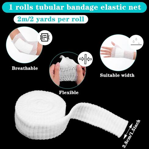 Tubular Bandage Reusable Elastic Net Tubular 1.5inch X 2 Yard Gauze Sleeve Stretch Wound Dressing Stockinette Tubing for Legs Arm Without The Use of Adhesive Tape 2m in Saudi Arabia