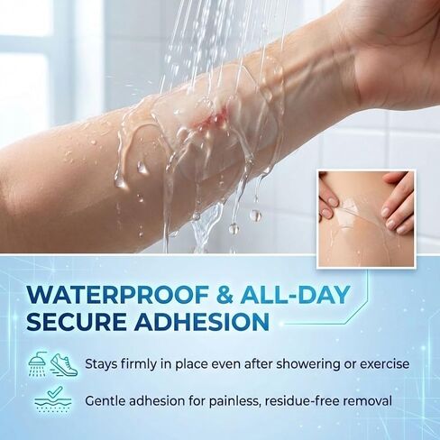 لفة غرواني مائي، ضمادات غرواني مائي للعناية بالجروح، 2 بوصة × 18 قدم، رقعة غرواني مائي مقطوعة حسب الحجم، ذاتية اللصق مرنة ومقاومة للماء للحروق والبثور والعناية بحب الشباب in Kuwait