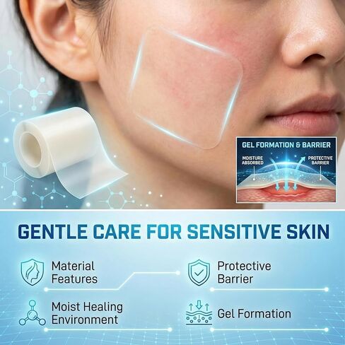 لفة غرواني مائي، ضمادات غرواني مائي للعناية بالجروح، 2 بوصة × 18 قدم، رقعة غرواني مائي مقطوعة حسب الحجم، ذاتية اللصق مرنة ومقاومة للماء للحروق والبثور والعناية بحب الشباب in Kuwait