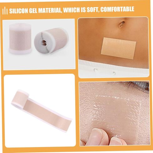 PartyKindom Waterproof Silicone Gel Sheets Roll 4×150cm Skin Tone Breathable Self-Adhesive Tape for Face and Concealing Tattoo Marks in Saudi Arabia