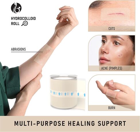 لفة الغروانية المائية - شريط جلدي واقي مقطوع حسب الحجم، لطيف ومقاوم للماء، راحة للبشرة مستوحاة من الأيورفيدا والعناية اليومية (2 بوصة × 5 قدم) in Kuwait