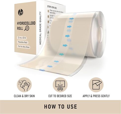 لفة الغروانية المائية - شريط جلدي واقي مقطوع حسب الحجم، لطيف ومقاوم للماء، راحة للبشرة مستوحاة من الأيورفيدا والعناية اليومية (2 بوصة × 5 قدم) in Kuwait