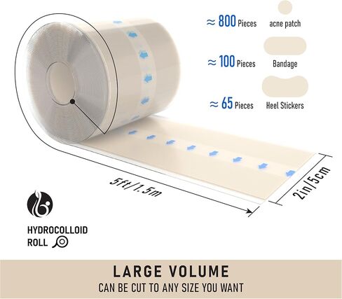 لفة الغروانية المائية - شريط جلدي واقي مقطوع حسب الحجم، لطيف ومقاوم للماء، راحة للبشرة مستوحاة من الأيورفيدا والعناية اليومية (2 بوصة × 5 قدم) in Kuwait