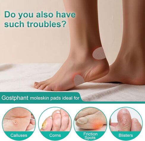 موليسكين للبثور، حشوة موليسكين اللاصقة، وسادات موليسكين للأحذية، وأصابع القدم، والكعب | منع ظهور البثور وتقليل الاحتكاك - 20 ورقة (إجمالي 40 قطعة) in Kuwait