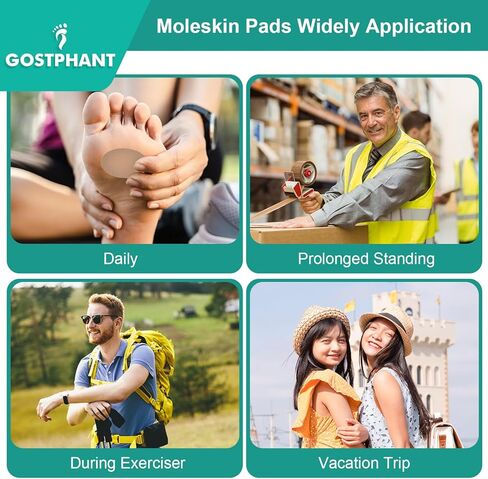 موليسكين للبثور، حشوة موليسكين اللاصقة، وسادات موليسكين للأحذية، وأصابع القدم، والكعب | منع ظهور البثور وتقليل الاحتكاك - 20 ورقة (إجمالي 40 قطعة) in Kuwait
