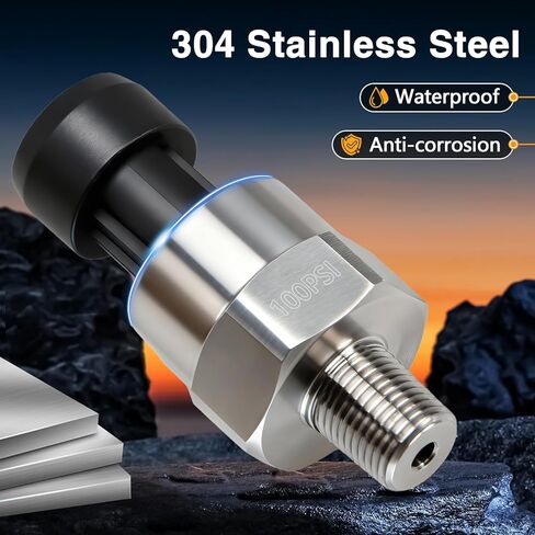 FUSCH 100 PSI Pressure Transducer Sensor with Connector Harness, 1/8"-27 NPT Thread Stainless Steel Pressure Transmitter for Oil Fuel Water Air in Saudi Arabia