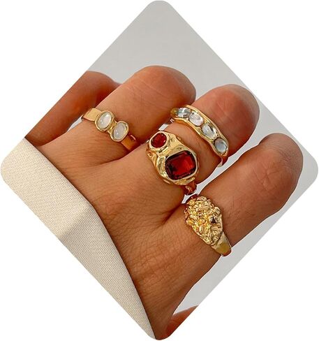 Chunky Gold Rings Set for Women Stacking Finger Rings Knuckle Rings Silver Statement Rings Set Punk Jewelry in Kuwait