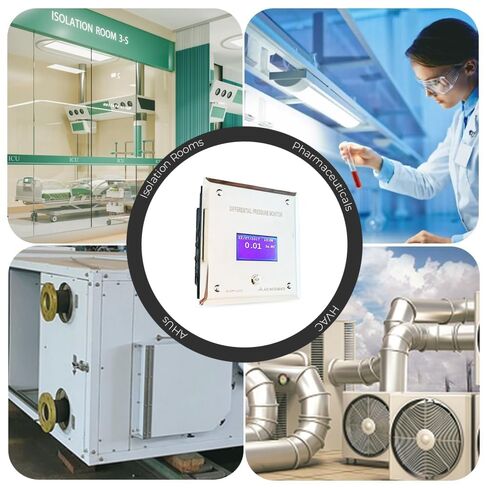 Digital Differential Pressure Indicator Negative Room Pressure Monitor (Ranges:-180 to 180 Pascals) Isolation Room Pressure Monitor Pharma Clean Room Monitor AI-DP1-LCD in Kuwait