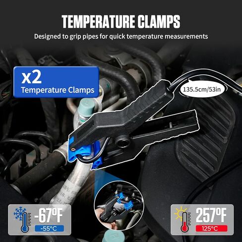 Digital Manifold HVAC Gauge Set,95 Refrigerants Dual Pressure&Temp Test with Temperature Clips and Hoses Vacuum AC Gauges for R454B R1234YF R134A R404A R410A R32 in Kuwait