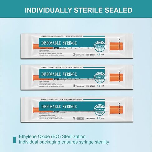 U-100 syringes with needle - 1ml 31G ( 31 gauge ) 5/16 inch syringe with needles scale in 100 units , 1 ml / 1cc Pack of 30 ( 30 Pcs ) in Kuwait