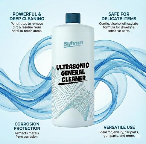 محلول منظف بالموجات فوق الصوتية المركز + قطعة قماش تنظيف مجانية | يجعل 50 جالون. | صنع في الولايات المتحدة الأمريكية | لجميع أجهزة الموجات فوق الصوتية | سائل تنظيف 32 أونصة. in Kuwait