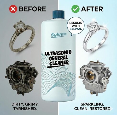 محلول منظف بالموجات فوق الصوتية المركز + قطعة قماش تنظيف مجانية | يجعل 50 جالون. | صنع في الولايات المتحدة الأمريكية | لجميع أجهزة الموجات فوق الصوتية | سائل تنظيف 32 أونصة. in Kuwait