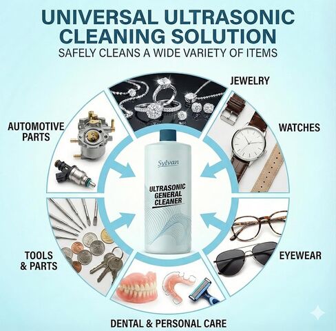 محلول منظف بالموجات فوق الصوتية المركز + قطعة قماش تنظيف مجانية | يجعل 50 جالون. | صنع في الولايات المتحدة الأمريكية | لجميع أجهزة الموجات فوق الصوتية | سائل تنظيف 32 أونصة. in Kuwait