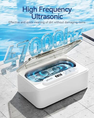 Phniti Ultrasonic Jewelry Cleaner, 47kHz Professional Ultrasonic Retainer Cleaner Machine for Dental Cleaning Three Cleaning Modes, Mouth Guard, Watch, Ring, Diamond, White in Kuwait