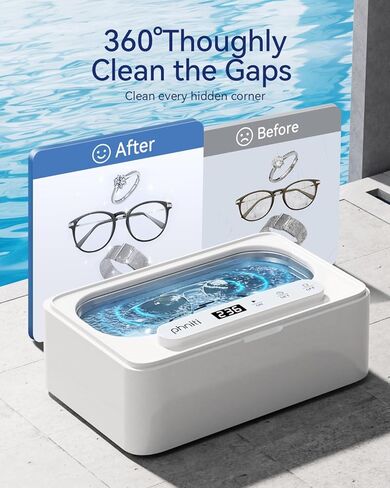 Phniti Ultrasonic Jewelry Cleaner, 47kHz Professional Ultrasonic Retainer Cleaner Machine for Dental Cleaning Three Cleaning Modes, Mouth Guard, Watch, Ring, Diamond, White in Kuwait