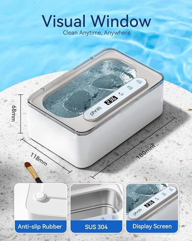 Phniti Ultrasonic Jewelry Cleaner, 47kHz Professional Ultrasonic Retainer Cleaner Machine for Dental Cleaning Three Cleaning Modes, Mouth Guard, Watch, Ring, Diamond, White in Kuwait