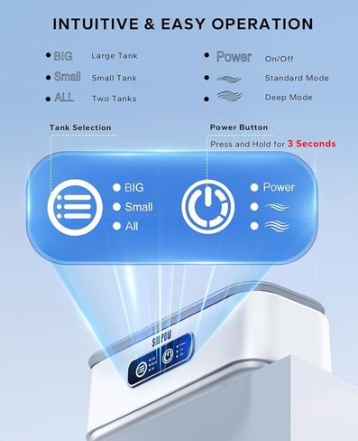 SUNPOW Ultrasonic Jewelry Cleaner Machine– Dual Chambers for Contact Lenses & Jewelry, 45kHz Sonic Cleaner for Silver & Gold, Rings, Earrings, Glasses, Watches, Necklaces – Quiet 45dB, Deep Cleaning in Kuwait