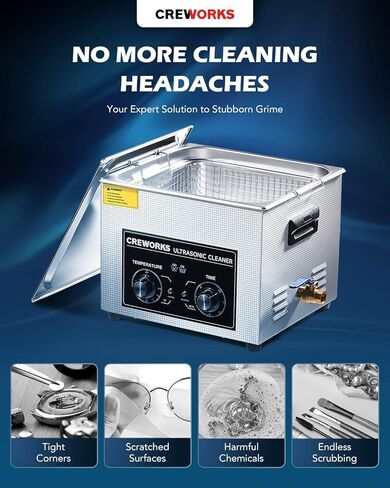 CREWORKS 15L Ultrasonic Cleaner with Knob, Total 760W Professional Industrial Auto Cleaning Machine for Carburetor Repairing Tools Parts Instrument, 40kHz Digital Sonic Cavitation Cleaner with Heater in Saudi Arabia