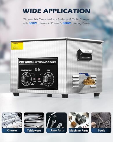 CREWORKS 15L Ultrasonic Cleaner with Knob, Total 760W Professional Industrial Auto Cleaning Machine for Carburetor Repairing Tools Parts Instrument, 40kHz Digital Sonic Cavitation Cleaner with Heater in Saudi Arabia