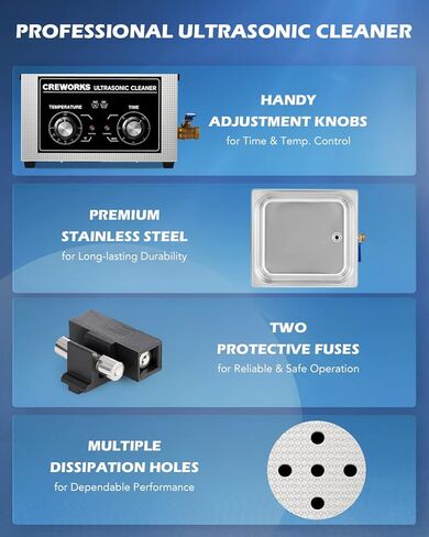 CREWORKS 15L Ultrasonic Cleaner with Knob, Total 760W Professional Industrial Auto Cleaning Machine for Carburetor Repairing Tools Parts Instrument, 40kHz Digital Sonic Cavitation Cleaner with Heater in Saudi Arabia