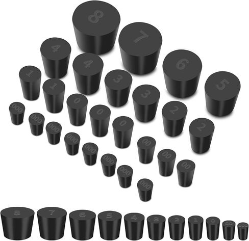 26 عبوة من سدادات مطاطية صلبة - 11 سدادة سدادة بأحجام متنوعة، 000# - 8# مقاسات سدادات مطاطية للقارورة، وفتحات توصيل المختبر، وأنبوب الاختبار in Kuwait