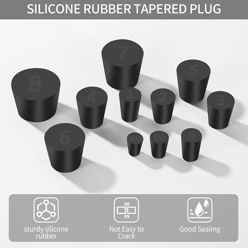 26 عبوة من سدادات مطاطية صلبة - 11 سدادة سدادة بأحجام متنوعة، 000# - 8# مقاسات سدادات مطاطية للقارورة، وفتحات توصيل المختبر، وأنبوب الاختبار in Kuwait