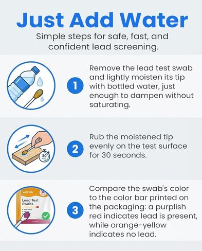 30 PCS Lead Test Kit for Dishes, Premium Water Activated at-Home Lead Testing Swabs, Fast & Accurate Detection for Dishes, Ceramics, Paint,Toys & Jewelry in Kuwait