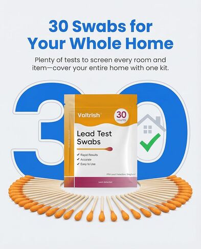 30 PCS Lead Test Kit for Dishes, Premium Water Activated at-Home Lead Testing Swabs, Fast & Accurate Detection for Dishes, Ceramics, Paint,Toys & Jewelry in Kuwait