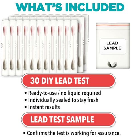 Lead Test Kit for Paint, Metal, Dishes, and Ceramics – 30 Instant-Result Lead Testing Swabs with Reagent Liquid, at-Home Lead Detector for Most Surfaces - Lead Sample Included for Confirmation in Kuwait