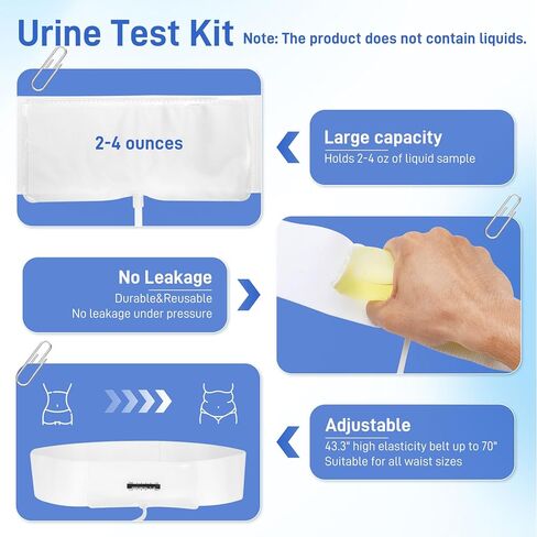 حزام بول مطور مع حقيبة عينات مخفية بوزن 2-4 أونصة، يتضمن 10 شرائط لدرجة الحرارة وقمع واحد، ونظام تخزين قابل لإعادة الاستخدام للمستشفيات والطوارئ والسفر in Kuwait