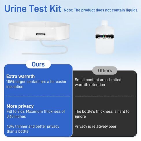 حزام بول مطور مع حقيبة عينات مخفية بوزن 2-4 أونصة، يتضمن 10 شرائط لدرجة الحرارة وقمع واحد، ونظام تخزين قابل لإعادة الاستخدام للمستشفيات والطوارئ والسفر in Kuwait