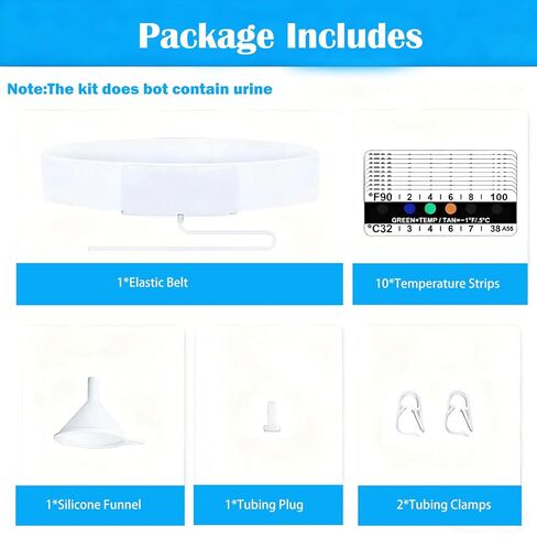 Urine Test Complete Kit with Refillable 2–4 oz Bag, Adjustable Hidden Belt, 10 Temperature Strips & Silicone Funnel, Discreet Reusable Urine Storage System for Lab Testing and Home Practice in Kuwait