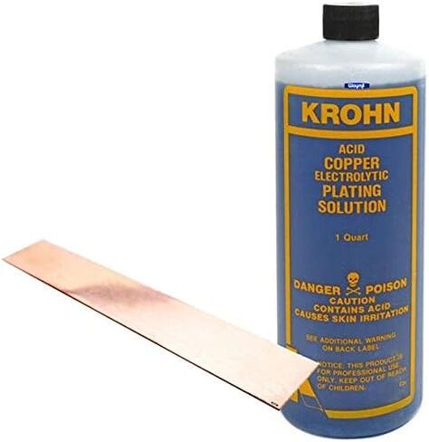 Krohn Acid Copper Electroplating Kit – 1 Quart Copper Plating Solution with Pure Copper Anode 1" x 6" for Jewelry & Metalworking in Kuwait