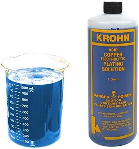 Krohn Acid Copper Electroplating Kit – 1 Quart Copper Plating Solution with Pure Copper Anode 1" x 6" for Jewelry & Metalworking in Kuwait