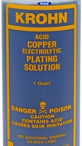 Krohn Acid Copper Electroplating Kit – 1 Quart Copper Plating Solution with Pure Copper Anode 1" x 6" for Jewelry & Metalworking in Kuwait