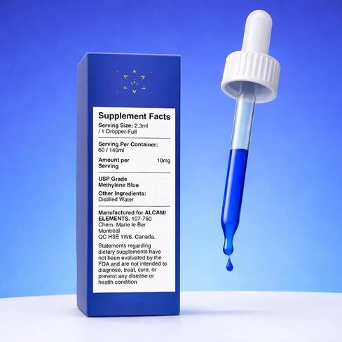 أزرق الميثيلين 99.9% جودة دوائية نقية - يدعم الطاقة والتركيز والوظيفة الإدراكية - تم اختباره بواسطة طرف ثالث، خالي من الفورمالديهايد والمعادن - 1% قطرات بدرجة دستور الأدوية الأمريكي - 60 وجبة in Kuwait